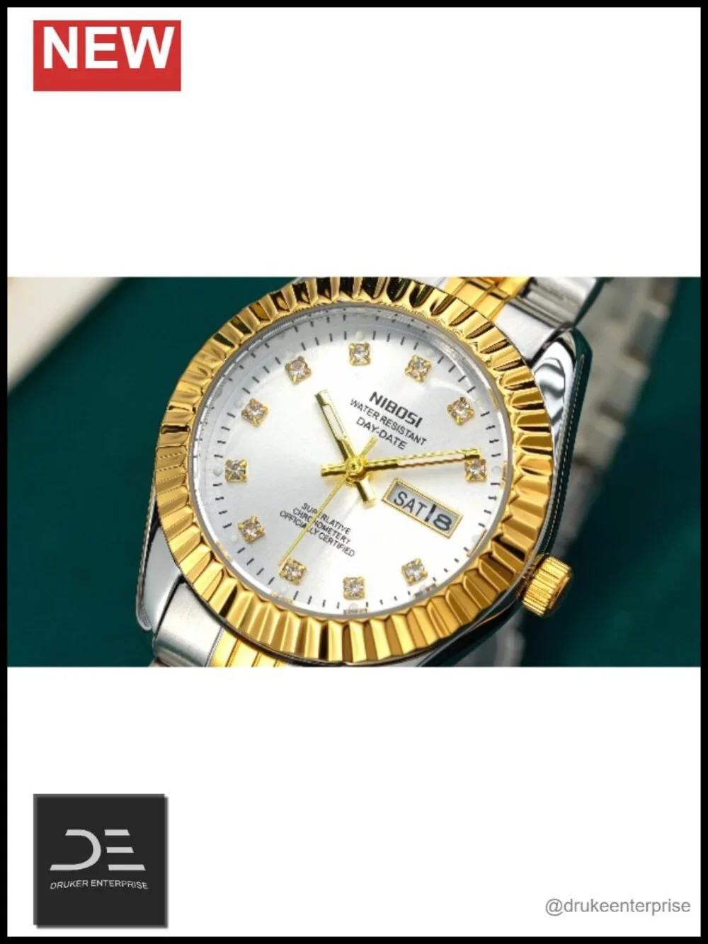 Stainless Steel Quartz Watch with Day-Date Display